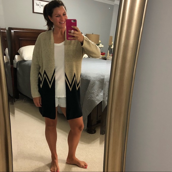 Ya Los Angeles Sweaters - Ya Los Angeles Black/Tan Boyfriend Cardigan